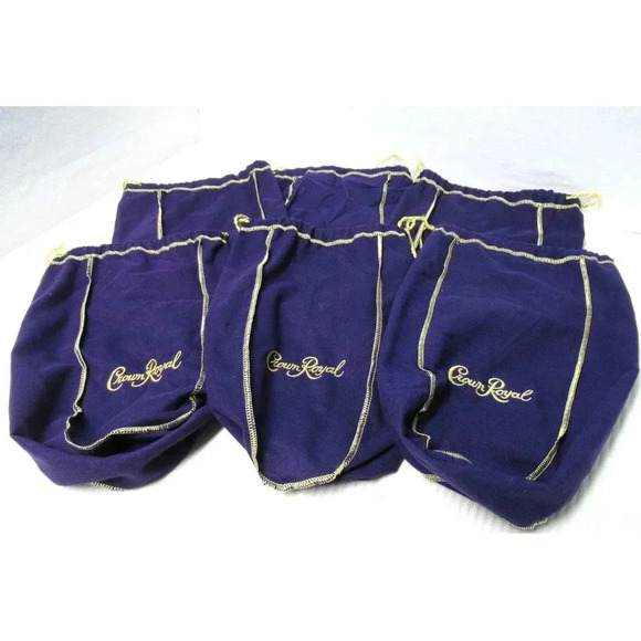 Crown Royal Purple Bag (Lot of 6) Size 9" 750ml Purple Drawstring Gold Trim - Picture 1 of 1